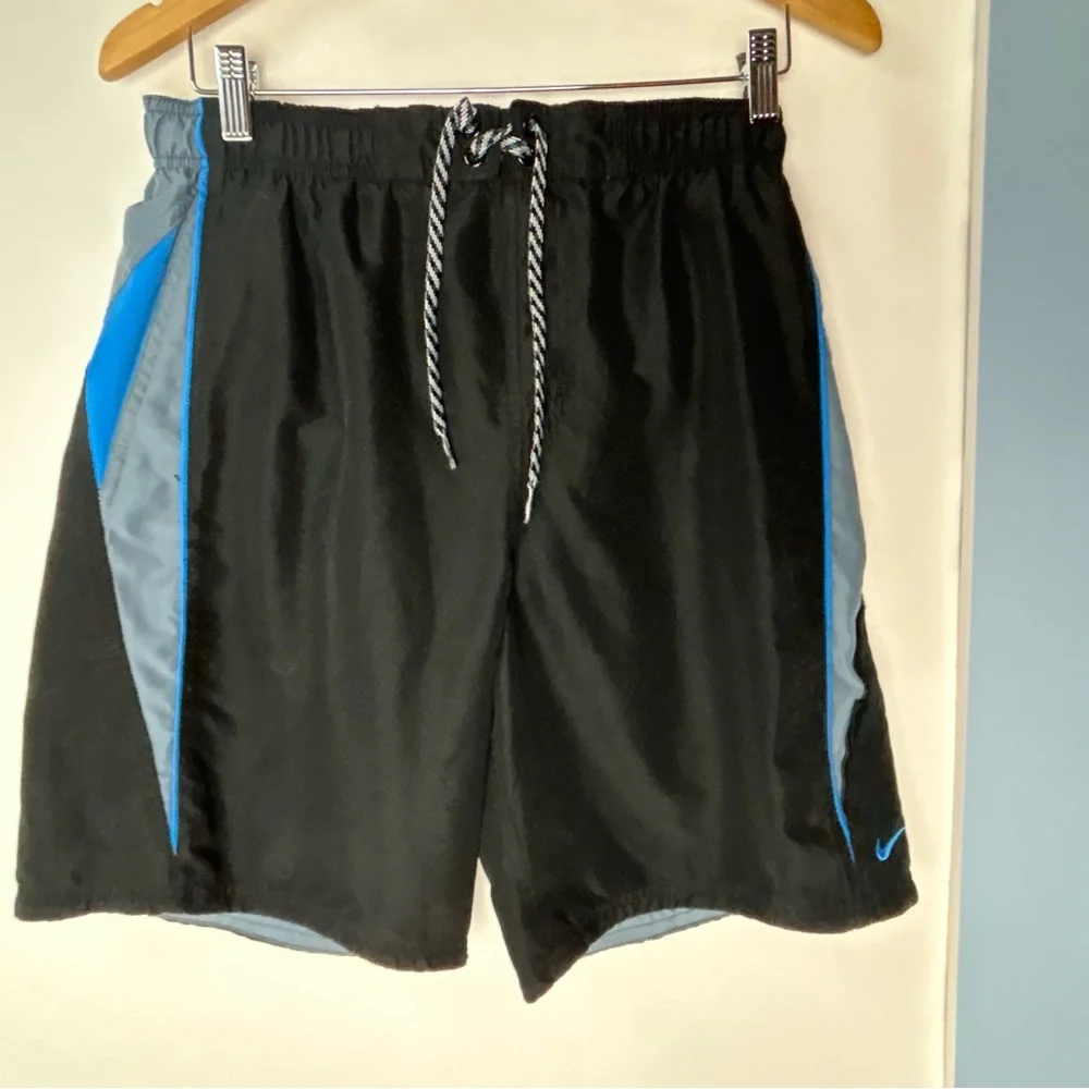 Nike‎ Black & Blue Stripe Swim Shorts Men's Medium